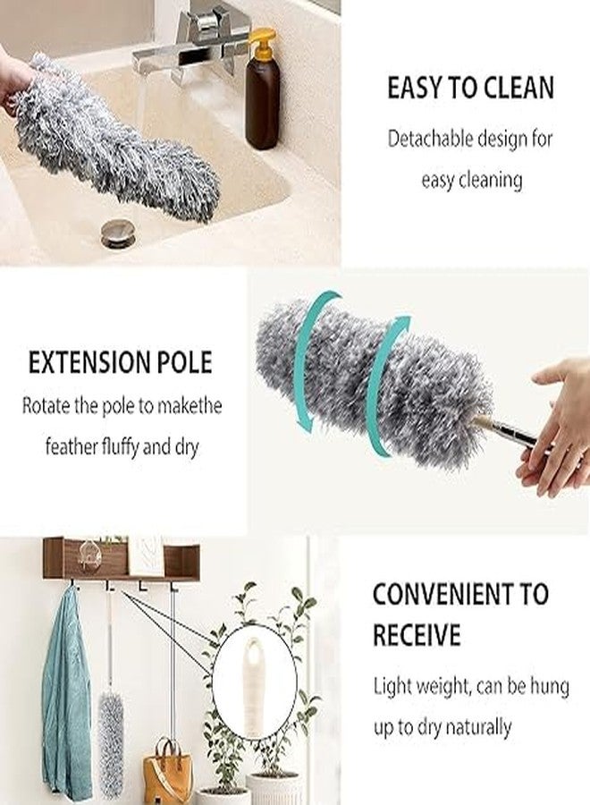 QUALIZA Fan Cleaning Mop with Long Rod Microfiber Feather Duster Bendable & Extendable Fan Cleaner with 100 inches Expandable Pole Handle Washable for High Ceiling Fans, Window Blinds, Furniture - Image 4